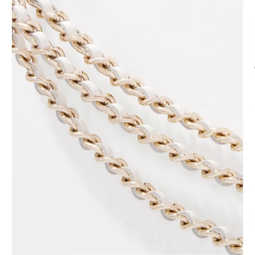 WHBM ECRU CHAIN WOVEN LEATHER BELT
